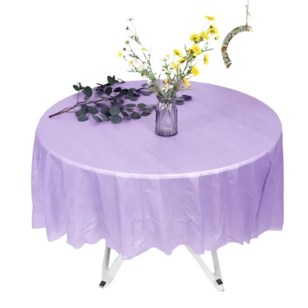 213cm Round Tablecloths Disposable PVC Fabric Elegant Solid Table Cloth Wedding Birthday Party Decoration Christmas Table Covers