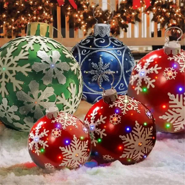 60cm Christmas Inflatable Decorated Ball Outdoor PVC Giant Big Large Balls Xmas Tree Decorations