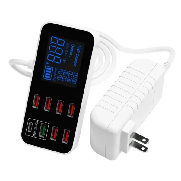 8 Port USB Charger HUB Quick Charge QC3.0 LED Display Multi USB Charging Station 40W Mobile Phone Desktop