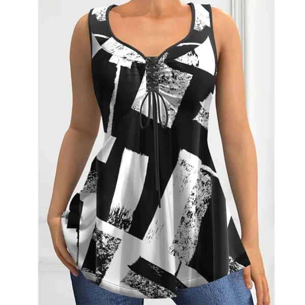 Women's Plus Size Colorblock Curved Hem Casual Tank Top