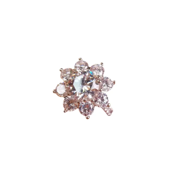 2 Carat Sunflower Real Moissanite Engagement Rings For Women 925 Sterling Silver 18K White Gold Plated Wedding Band with GRA