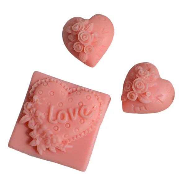 Rose Love Silicone Soap Mold 3D Heart Candle Resin Plaster Mould Flower Chocolate Ice Baking Set Home Decor Valentine‘s Day Gift