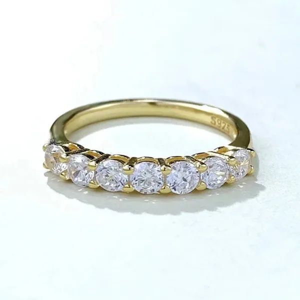 14K Gold Eternity Moissanite Diamond Ring 100% Real 925 Sterling Silver Engagement Wedding Band Rings for Women Promise Jewelry