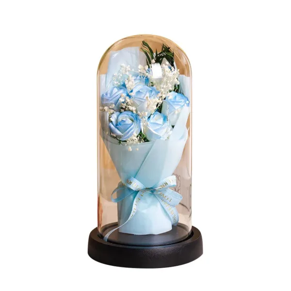 Everlasting Rose LED Acrylic Bouquet Romantic Illuminated  Valentine's Day  Bright and Warm  in Transparent and High-Grade  Gift